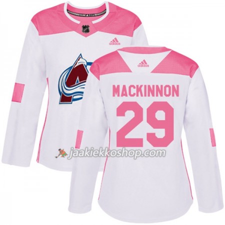 Nainen NHL Colorado Avalanche Pelipaita Nathan MacKinnon 29 Adidas 2017-2018 Valkoinen Vaaleanpunainen Fashion Authentic